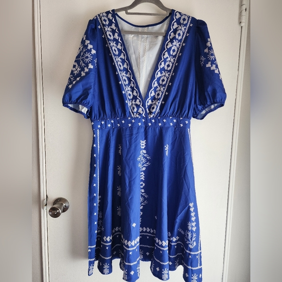 SHEIN Dresses & Skirts - Blue Geometric Dress XL